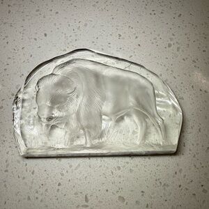 Vintage Bison Crystal Dartington Alfred Capredoni Signed Paperweight